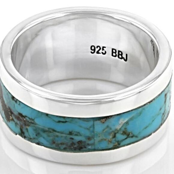 NWT Blue Turquoise Sterling Silver Band Ring size 5.5 - Picture 2 of 6